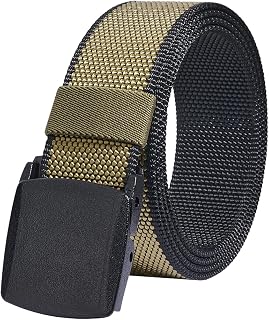 Cinto masculino casual, 2 cores em 1 tira de lona reversível com fivela de plástico YKK, cinto de tecido ajustável para trabalho ao ar livre