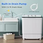Giantex laveuse portable, 17.6lbs laveuse compact Spinner Combo avec vidange de pompe, Twin Tub 11lbs Lave-linge & 6.6lbs Spin, Lavadoras Portatiles pour Appartement RV Collège de Dorm (Blanc) & Noir)