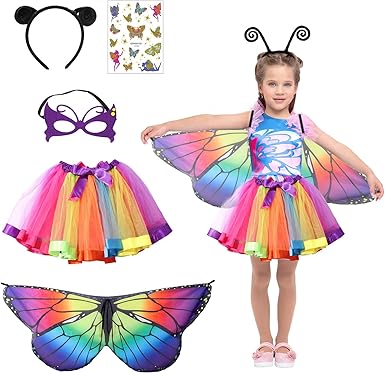 Schmetterling Kostüm Damen – Mit Rock, Spitzenmaske & Haarreif, Für Karneval, Cosplay & Mottoparty