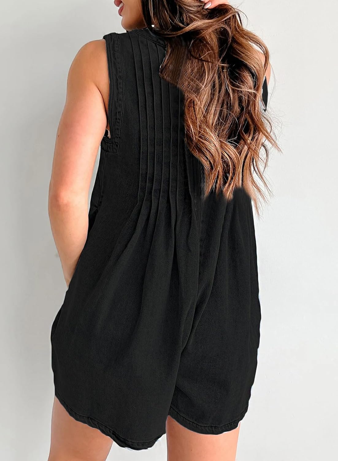 loveimgs Women Oversized Cute Denim Romper Shorts Overall Dress Sleeveless V Neck Ruffle Jean Jumpsuit Jumper Summer Y2k 2025 - Image 5