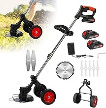 Haloppe Cordless Lawn Trimmer & Edge Cutter, 21 V 3 in 1 Electric Lawn Mower Weed Killer Cordless Electric Grass Cutter Lawn Edging Cutter Brush Cutter for Yard and Garden