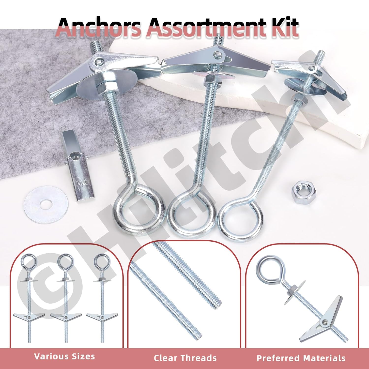 Hilitchi 15Pcs M5 O-Shaped Toggle Bolts and Wing Nut Kit Eye Bolt Toggle Anchors Set Butterfly Toggle Anchors Toggle Bolts Heavy Duty Butterfly Anchors for Hanging Lamps Heavy Items