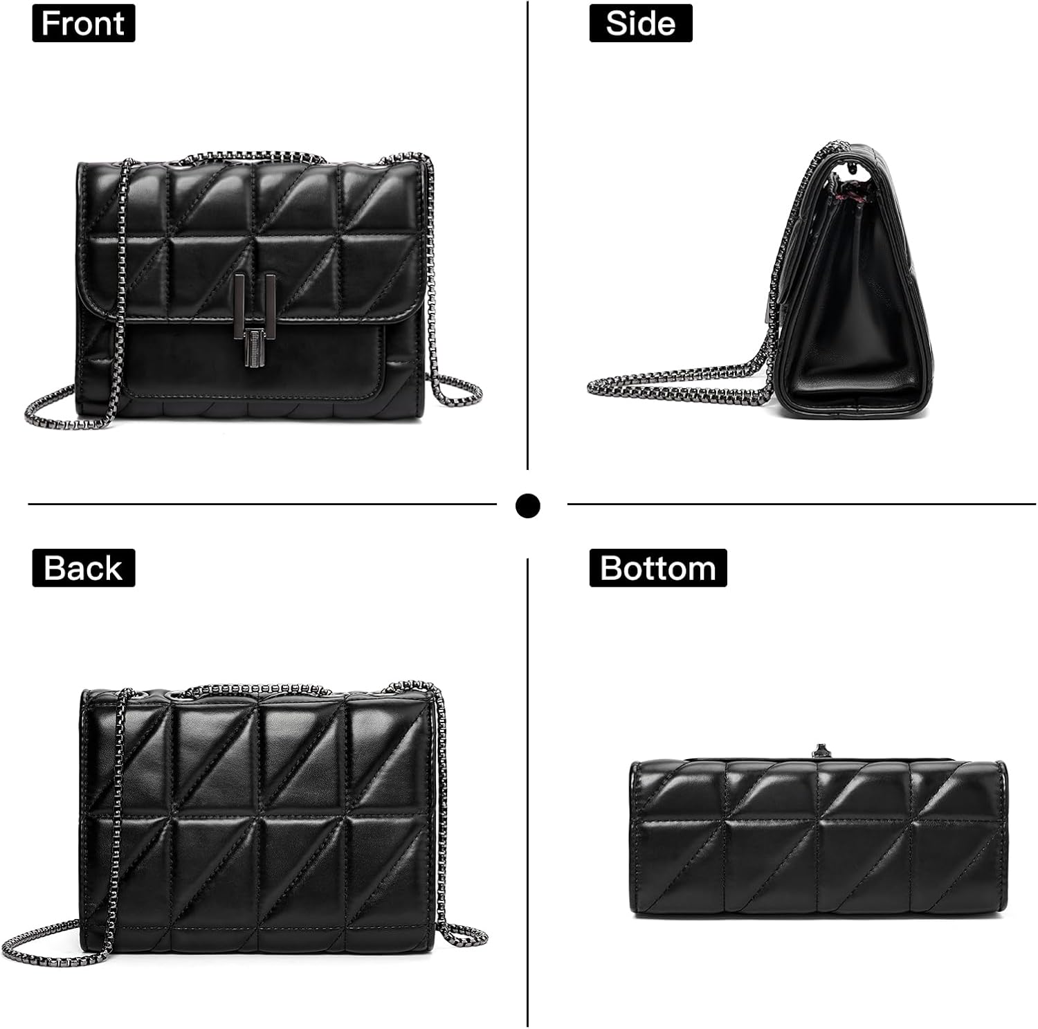 FALAN MULE Small Shoulder Bag for Women Quilted Crossbody Bags Vegan Leather Trendy Designer Purse with Chain