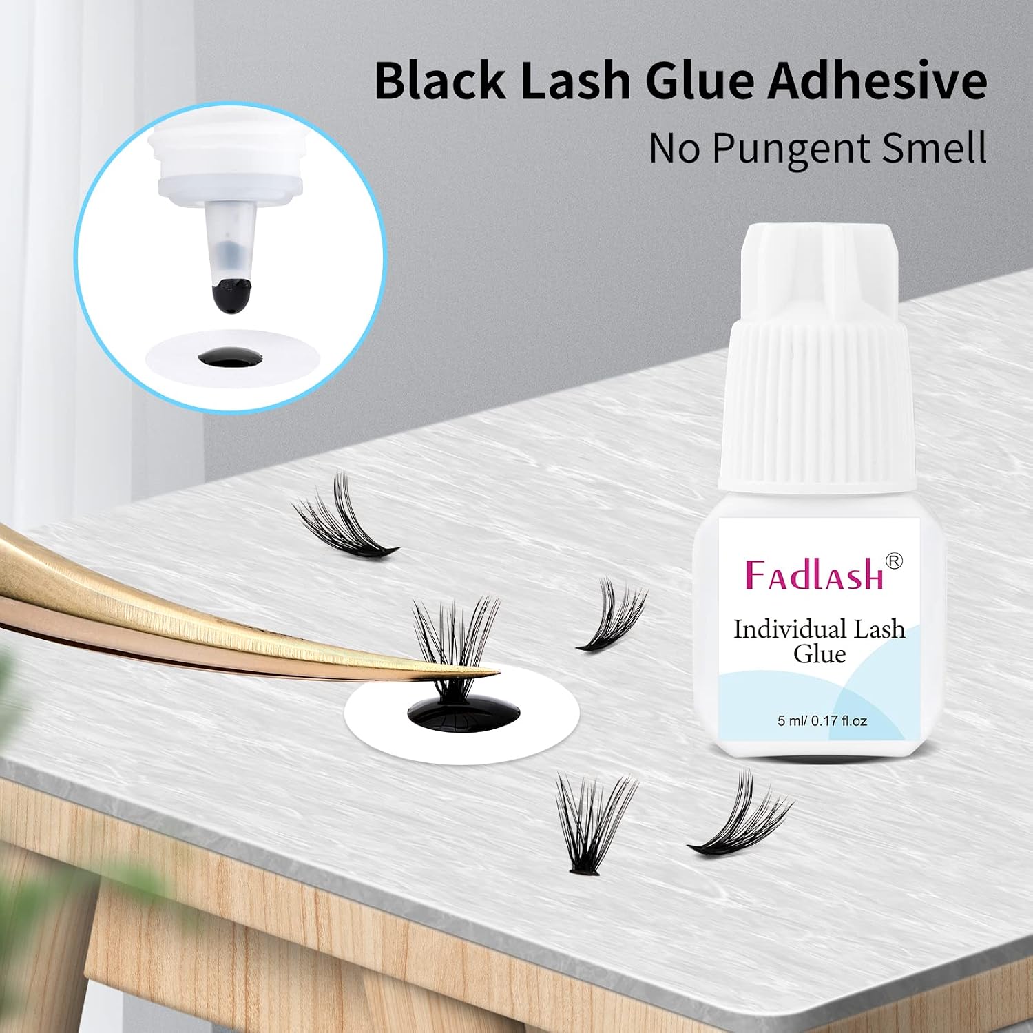 Individual Lash Glue Self Application Cluster Lash Glue 3-5S Dry Time Eyelash Extension Glue DIY at Home 7-15 Days Long Lasting Eyelash Glue Black 5ml (DIY/Cluster Lashes Use Only)