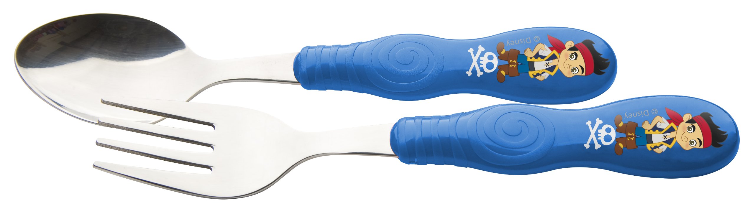 Zak! Designs Easy Grip Flatware, Children's Spoon and Fork with Jake and The Neverland Pirates, BPA-free Plastic and Stainless Steel