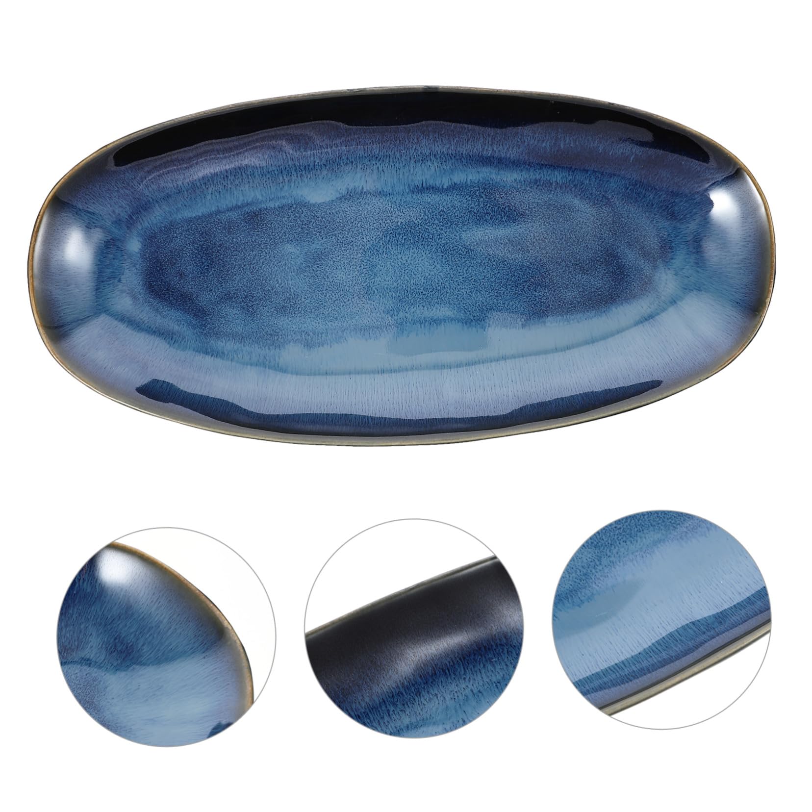 Homoyoyo Piatto Sushi in Ceramica Blu, Vassoio Servire Pesce | Frutta Secca e Antipasti, per Salse e Snack, Adatto a Tavoli di Casa e Bar