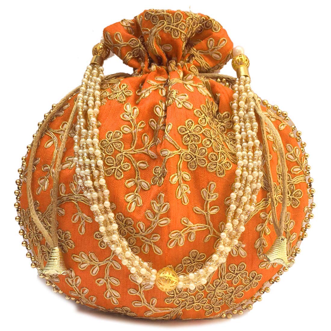 Rajasthani Style Royal Clutch Silk Batwa Bag Wristlets Ethnic Potli for Women's Zari Work Potli Bridal Potli-image-5