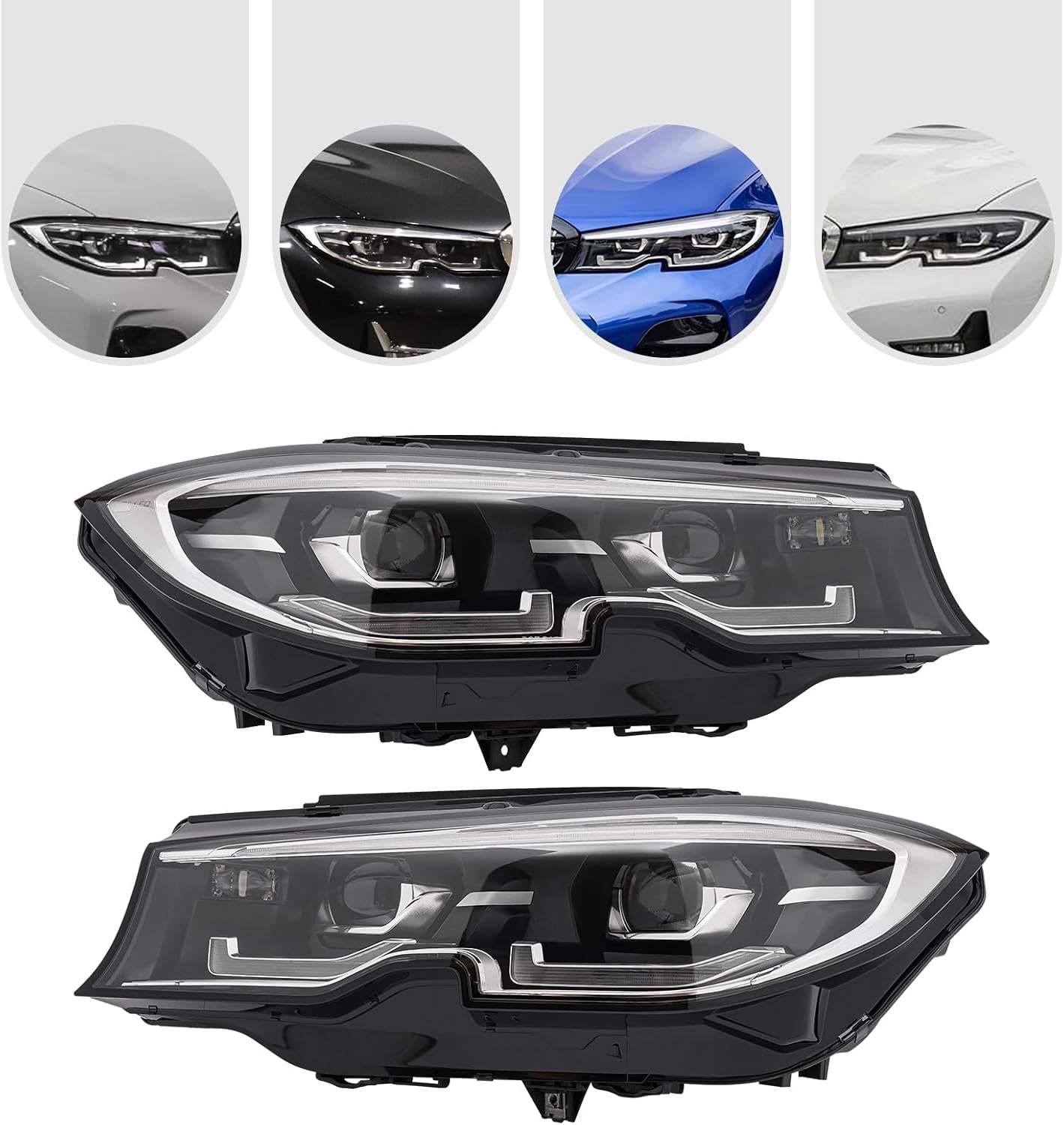 LYNICESHOP Front Headlight, LED Clear Headlight for 2019 2020 2021 BMW 3 Series M340i 330i 320i G21 G28 Assembly Headlamps, Replacement Factory Headlamp 9481719, 9481720 (Driver + Passenger Side)