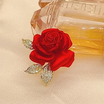 ◆ヴィンテージブローチ 薔薇バラ ローズ 赤 ゴールド 繊細 上品 綺麗 美品① Amazon | 赤いフラワーピン | ファッショナブルなフラワー