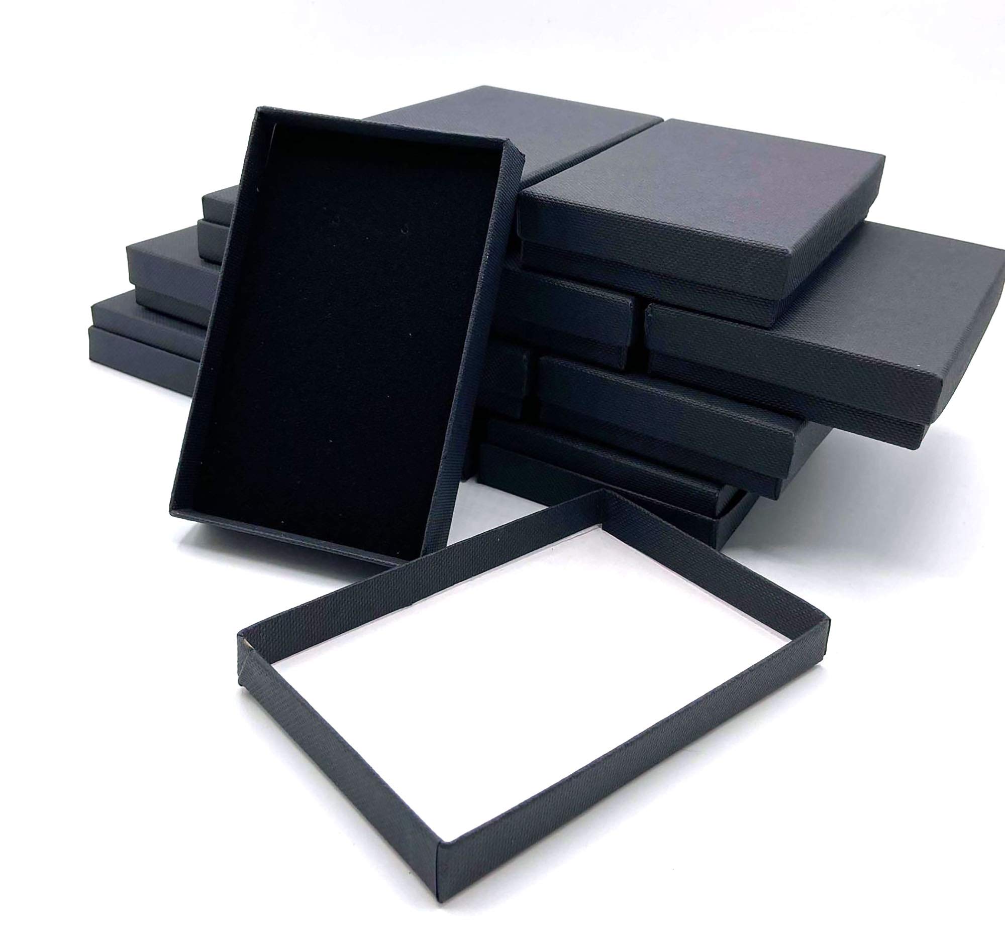 12 pcs Black Card Gift Box with Black Foam Insert Jewellery Box, Gift Wrapping, Wholesale Packaging, Ring, Necklace, Bracelet Storage Box (11.5 x 7 x 2.2 cm)