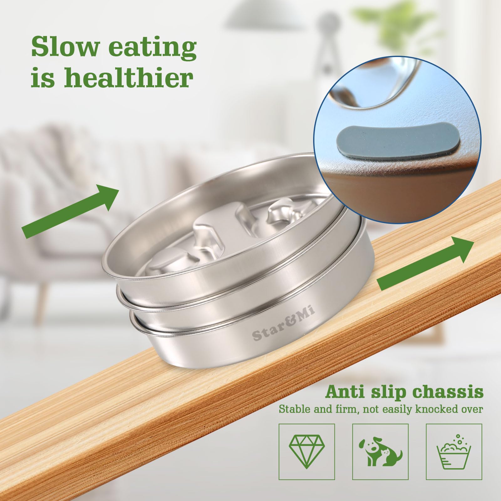 Stainless Steel Slow Feeder Dog Bowls – Non-Slip Metal Dog Bowl for Large & Medium Breeds, Puppy Puzzle Feeder – 2 Cup Capacity for Small to Big Pets – Durable Slow Feed Dog & Cat Food Dish - image 4