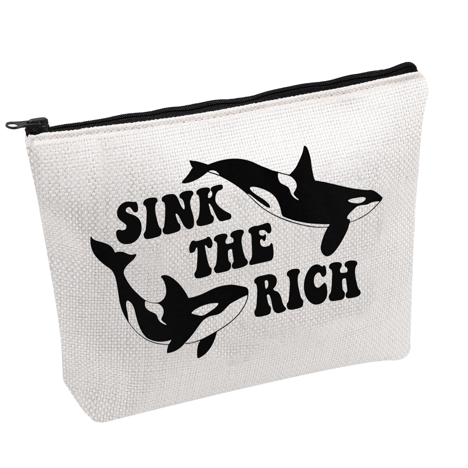PWHAOO Sinking Orca Cosmetic Bag Sink The Rich Cosmetic Bag Killer Whale Makeup Bag Orca Whale Lover Gift (Sink The Rich B)