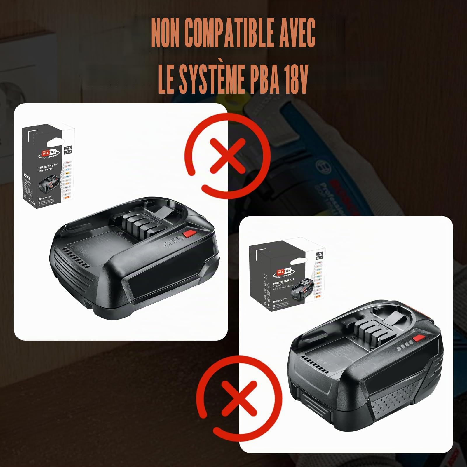 Dosctt 2 X 8000mAh Compatible pour Bosch Professional 18V System Batterie GBA, ne s'applique Pas à Toutes Les Batteries et Tous Les chargeurs des Outils 18 V du système pour Bosch Maison et Jardin.