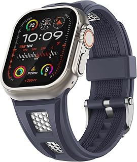 [Suitisbest] コンパチブル アップルウォッチ バンド スポーツ 49mm 46mm 45mm 44mm 42mm(Series 3 2 1) Apple Watch Ultra バンド シリコン Apple Watch ベルト 通気 Series 10/9/8/7/SE/6/5/4/3/2/1 ウルトラ 運動 軽量 耐久性 防汗 男性 メンズ ブルーグレー
