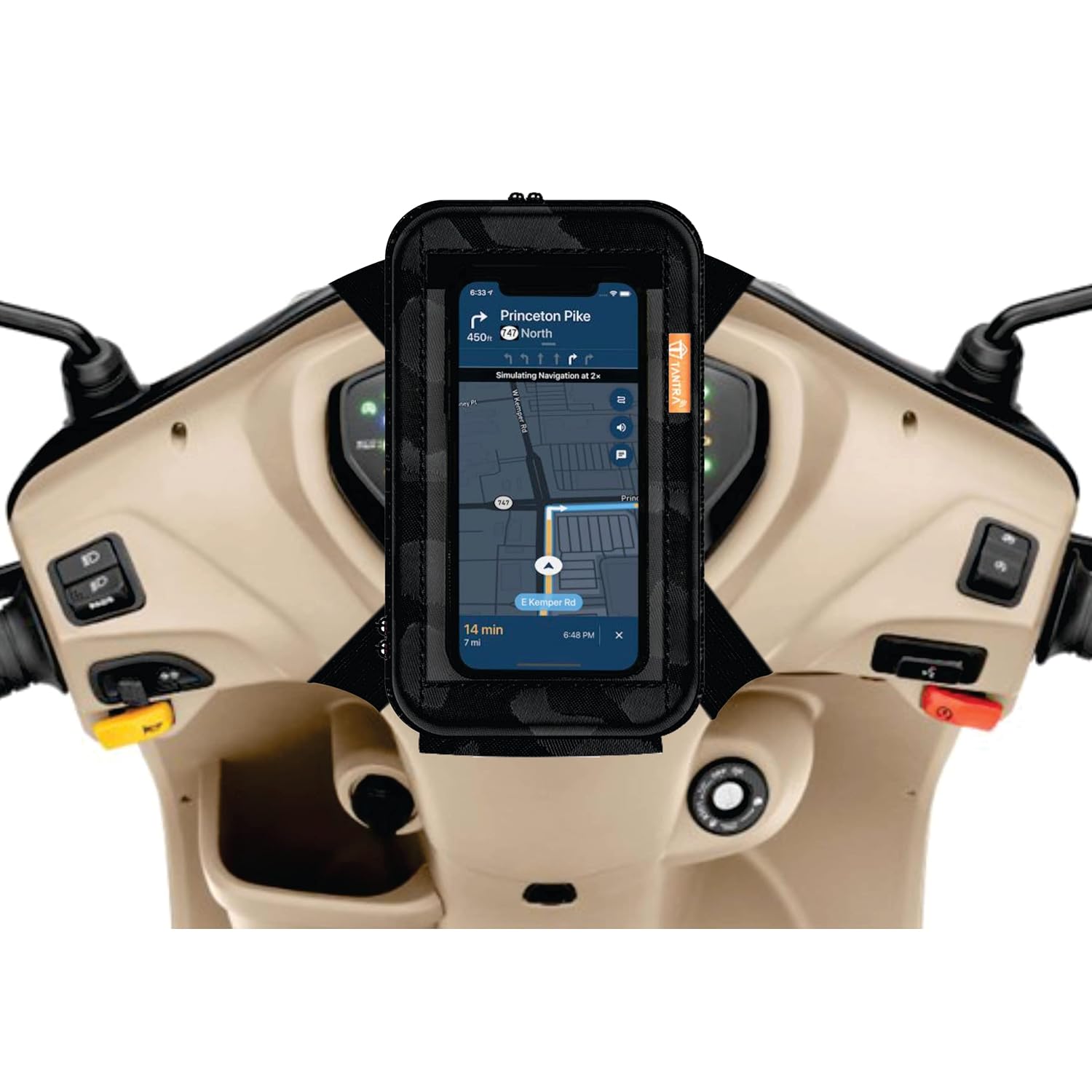 TANTRA Mobile Holder for Scooty – Scooty Accessories, Activa Mobile Holder for Scooter, Compatible with All Scooters, Water Resistant Mobile Pouch, Green, 7 Inch