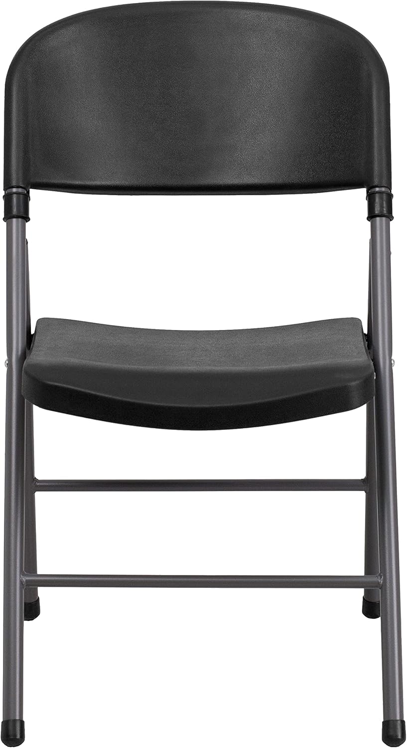 Flash Furniture 6 Pack HERCULES Series 330 lb. Capacity Black Plastic Folding Chair with Charcoal Frame : Home & Kitchen