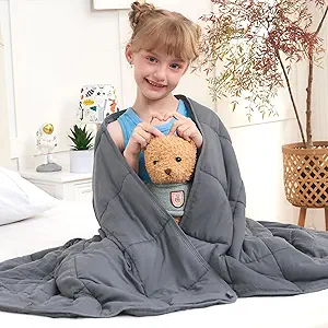 Weighted Blanket Kids 10lbs, 40"x60", Twin Size Cooling Heavy Throw Blanket for 80-120lbs, Microfiber Soft Thick Big Blankets Weighted Comforter Breathable Gift for Sleeping, Grey