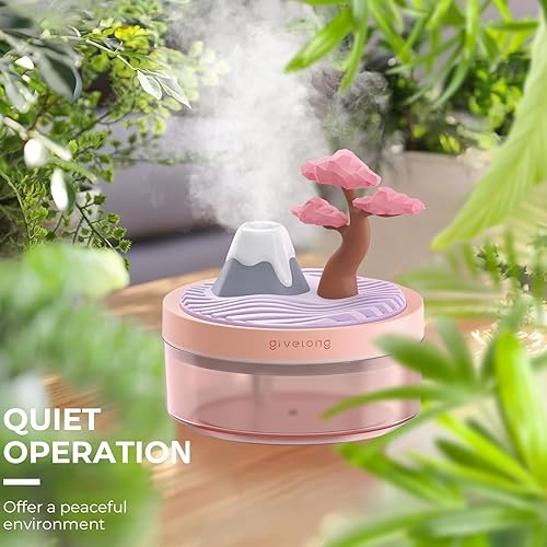Miniatura 7 de Mini humidificadores portátiles de escritorio para dormitorio, humidificador pequeño con cerezo, niebla silenciosa, fría, apagado automático, luz