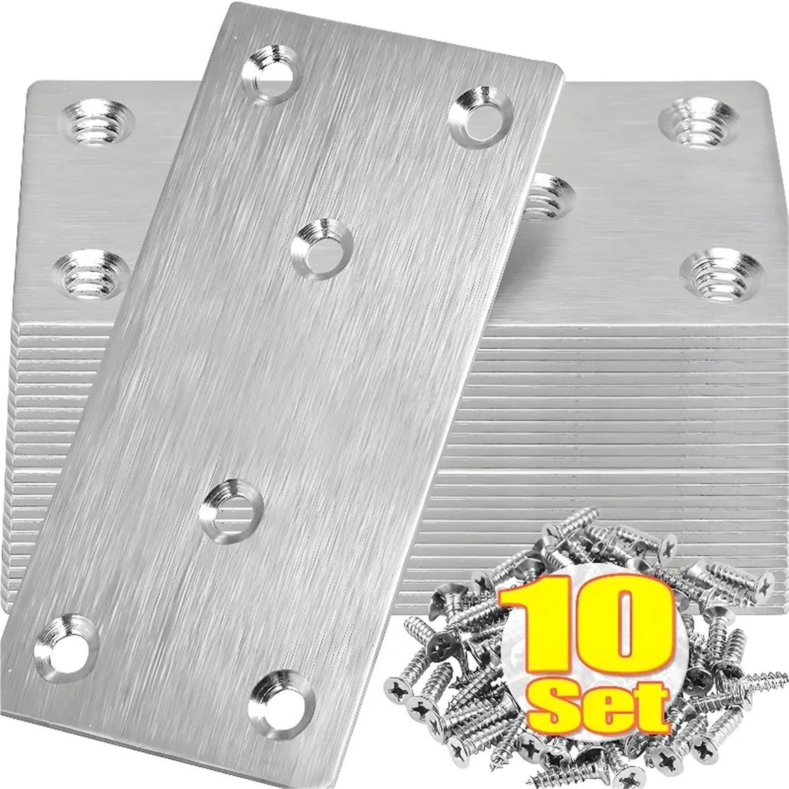 10 piezas de soporte recto acero inoxidable, placa reparación plana metal con tornillo, madera, código ángulo, sujetador muebles Para Reparación(38x46mm)