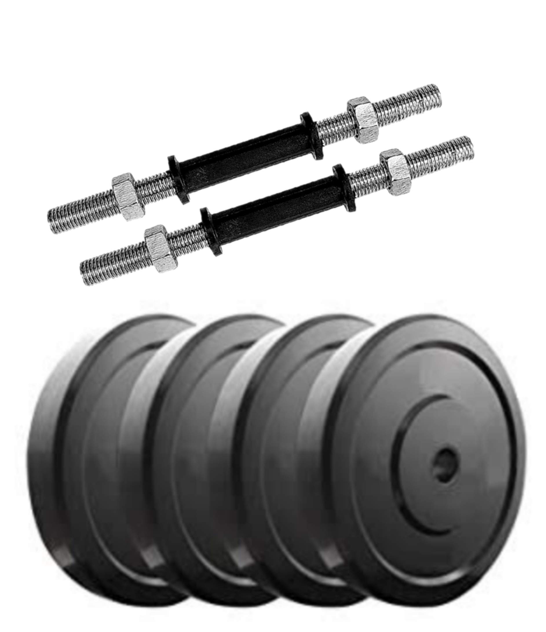 SX Fitness Home Gym Combo 20 Kg Rubber Weight Plates (5 Kg X 4) with Pair of Solid Dumbbell Rod