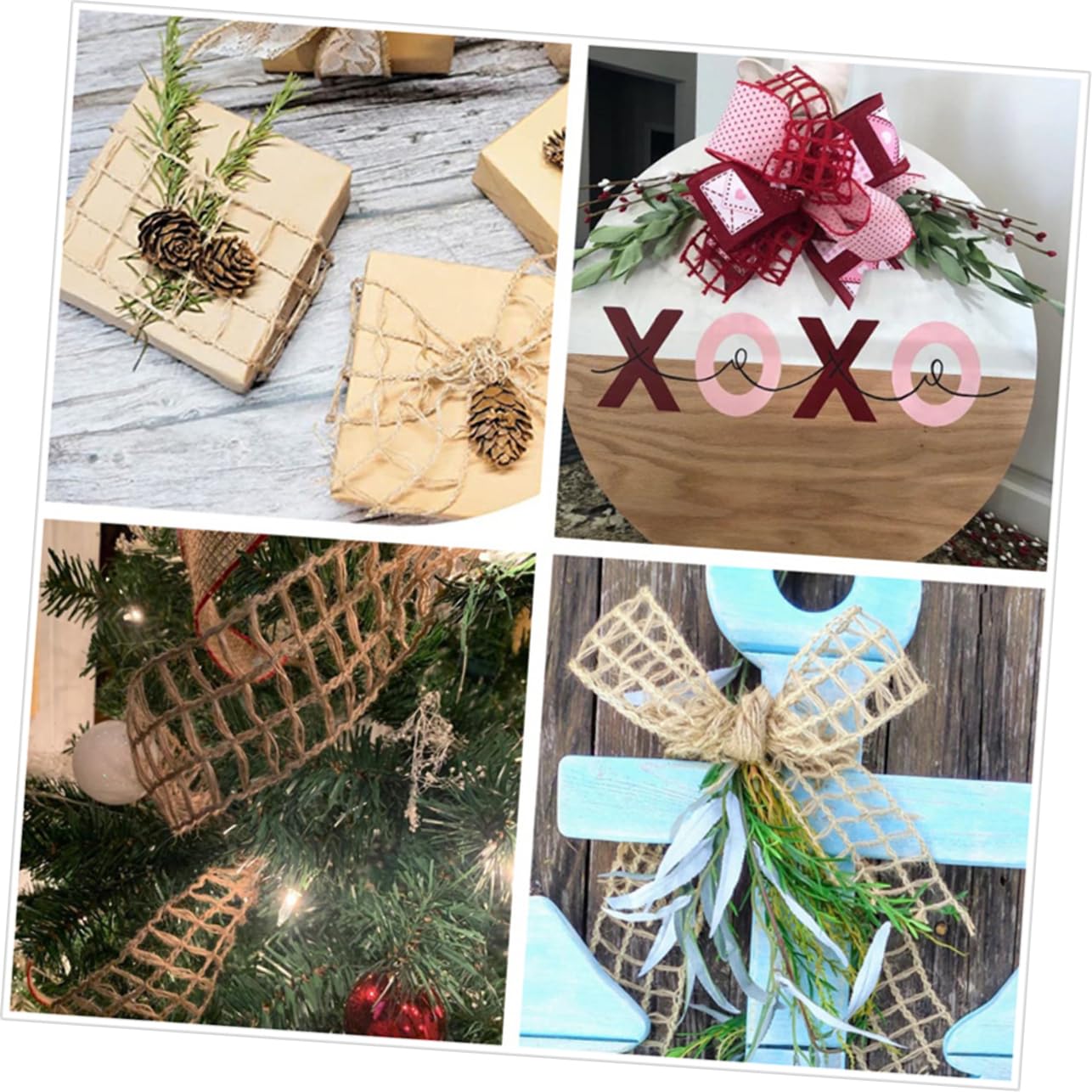 Operitacx 4stücke Burlap Dekoband Mit Draht Lagig Für Bastelprojekte Hochzeits Und Weihnachtsdekoration Verpackung Strapazierfähig Und Vielseitig Einsetzbar
