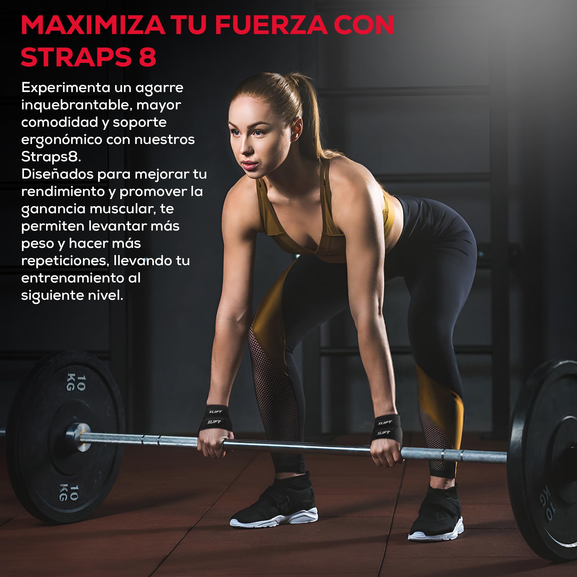 XLIFT Paski na siłowni 8 do podnoszenia ciężarów - Paski do podnoszenia ciężarów - Paski do podnoszenia ciężarów w kształcie 8 - Martwa waga - Akcesoria do siłowni - Chwyty na siłowni dla poziomów