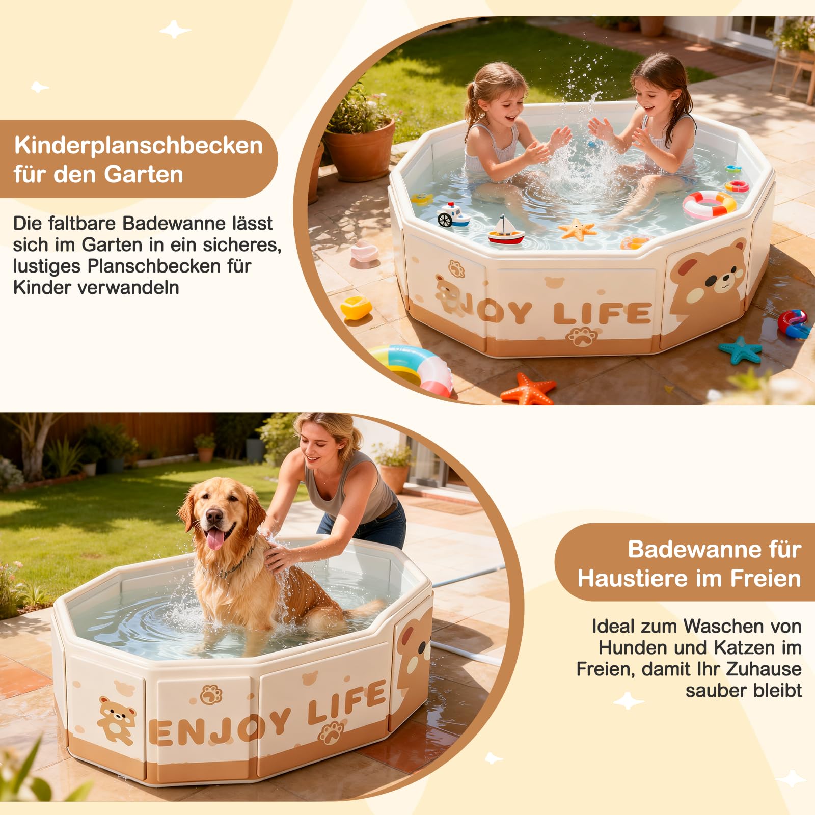 Babybadewanne faltbar, tragbare Babywanne 0-8 Jahre, Kinderplanschbecken & kleiner Kinderpool für Dusche und Badewanne, mit Ablassschraube, kompakt, leicht, platzsparend, reisefreundlich ideal
