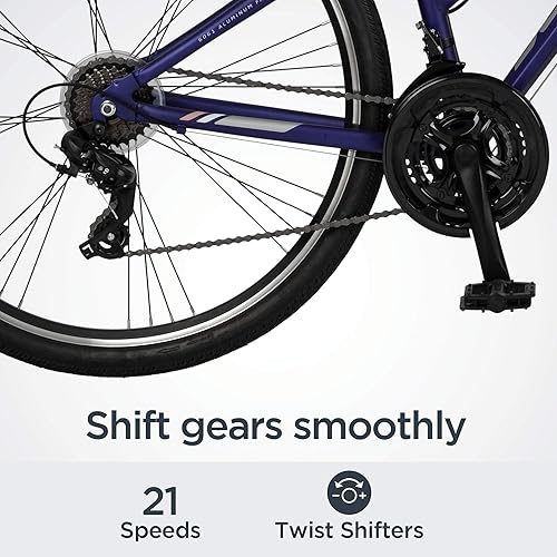 Miniatura 10 de Schwinn Network - Bicicleta híbrida para adultos ruedas 700c transmisión de 21 velocidades frenos de tracción lineales