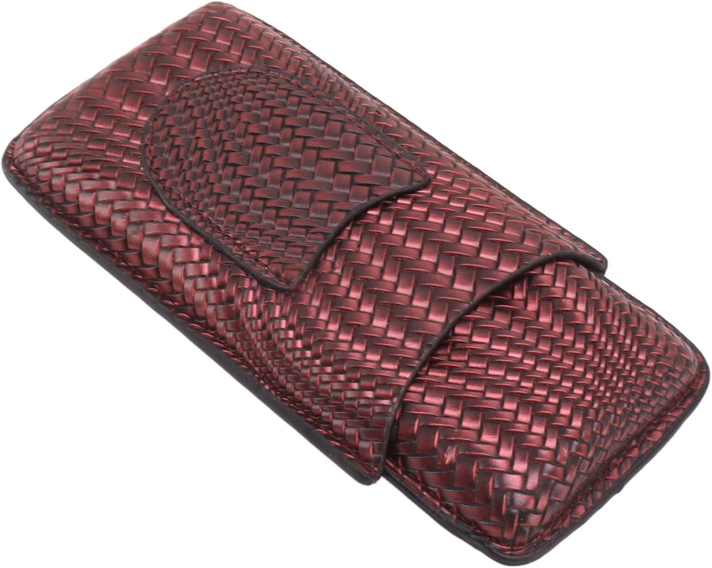 Travel Leather Cigar Case, 3 Finger Cigar Case Elegant Woven Pattern Gift Giving with Front Pocket for Office for Party()