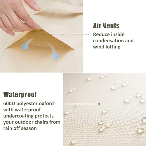 Miniatura 26 de COSFLY Fundas impermeables para muebles de patio, fundas para sillas de exterior resistentes, se adaptan a hasta 35 pulgadas de ancho x 38 pulgadas