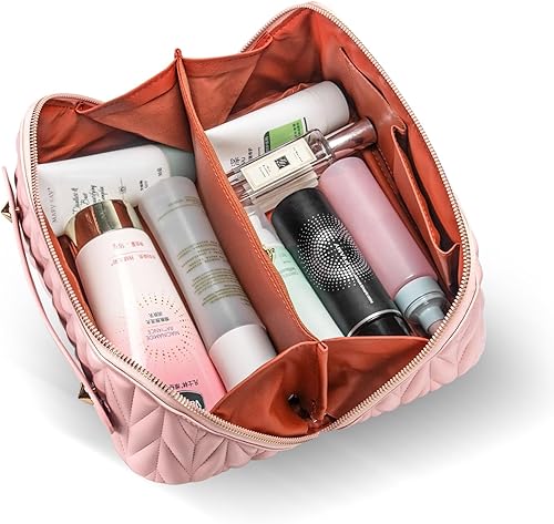 Miniatura 7 de Bolsa de maquillaje de gran capacidad, bolsas de cosméticos para mujer, bolsa de aseo de viaje de cuero, organizador de maquillaje, regalos para