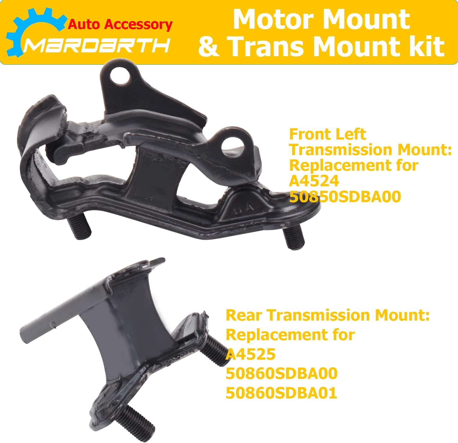Engine Motor and Transmission Mount Compatible with 2003-2007 Accord LX EX SE 3.0L Automatic Trans - Replaces A4527HY A4526HY A4525 A4544 A4517 A4524