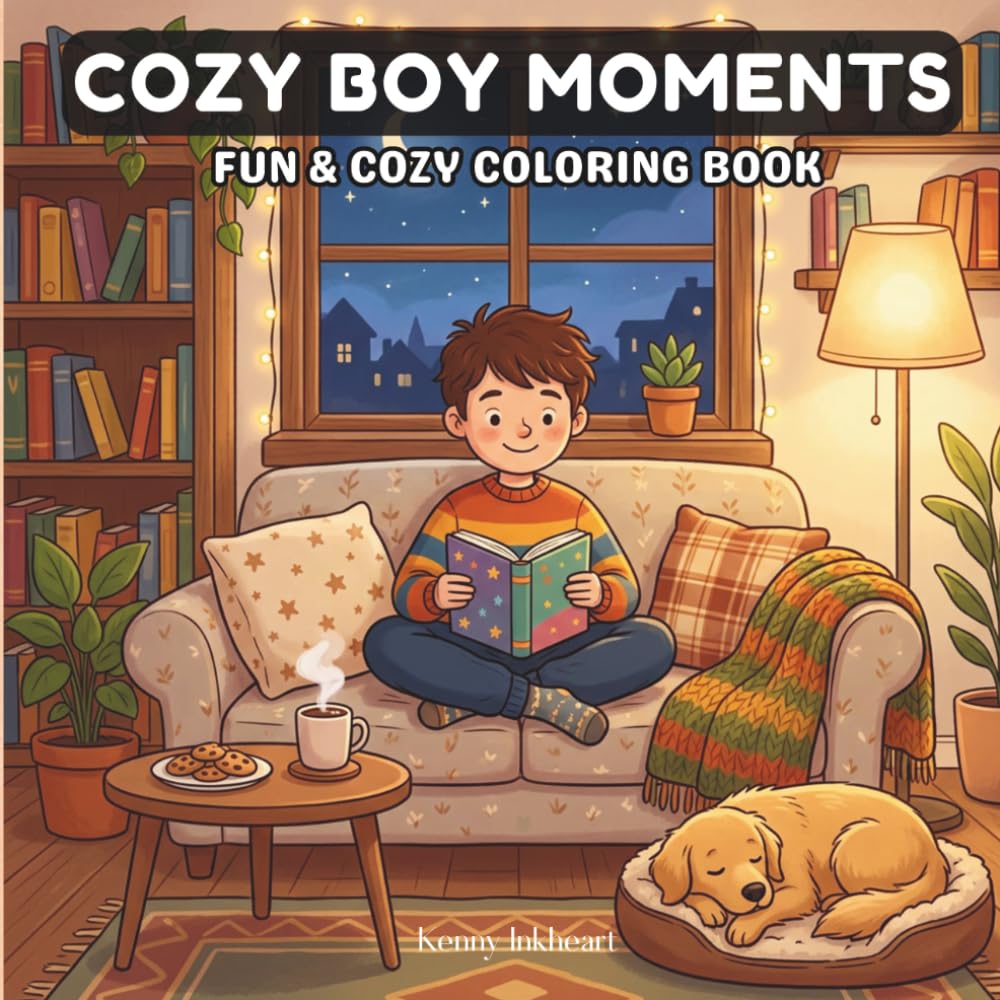 Cozy Boy Moments: Fun & Cozy Coloring Books for Kids, Teens & Adults | Cozy Moments & Scenes