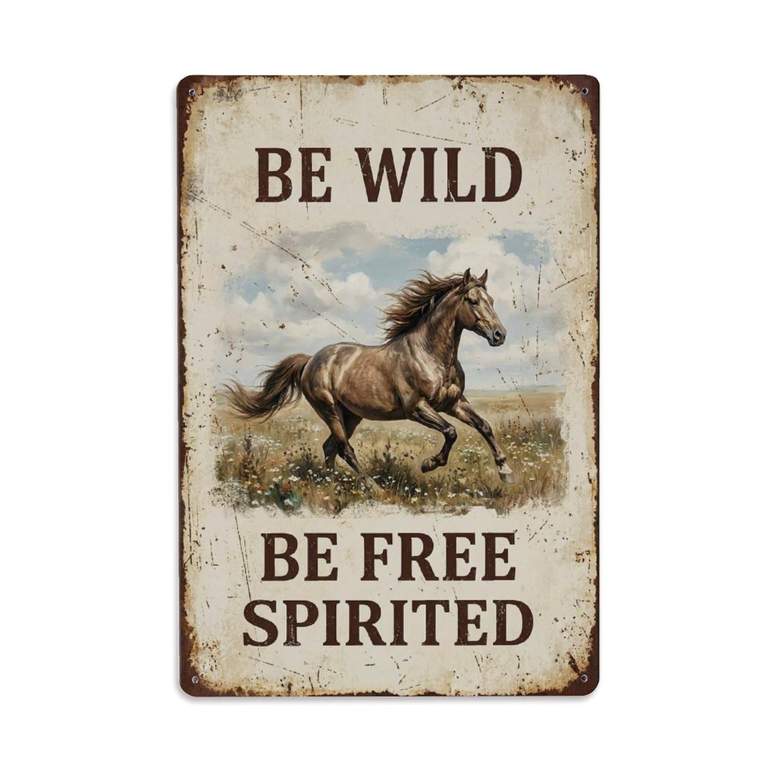 Be Wild Free Spirited Horse Metal Tin Sign