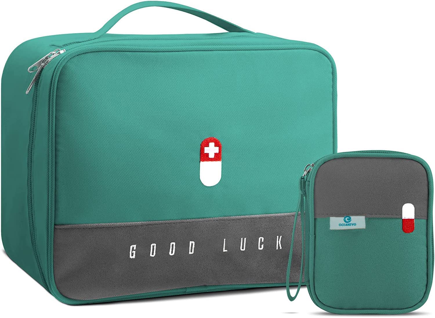 niralasa Medicine Pouch for Travel, Medicine Bag, First Aid Organizer Bag for Home, Office, Travel - Set of 2 - Green-picture-6