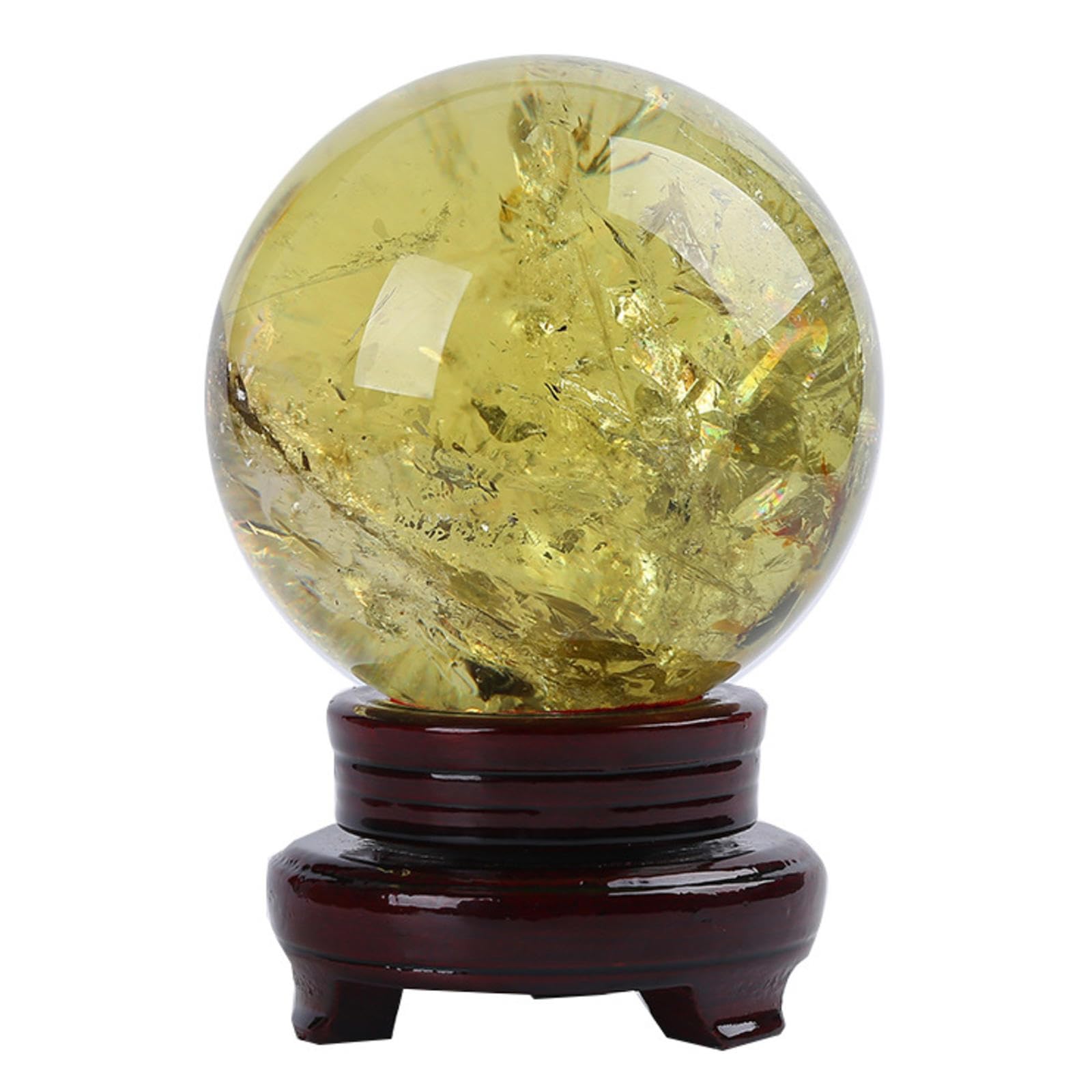 Ylquxeuv One Color Yellow Crystal Ball Ornaments Raw Stone Style Home Office Feng Shui Accessories,60Mm