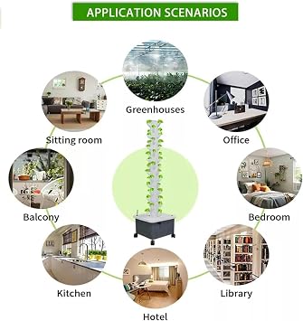Hydroponic tower set, aquaponics, vertical farming aeroponic tower equipment, suitable for indoor herbal medicine, with moisturizing pump, timer, 15 layers 45 plants