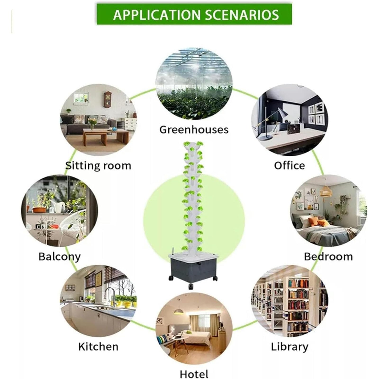 Set torre idroponica sistema di semina idroponica, torre verticale per piantagione idroponica da giardino con pompa e serbatoio dell'acqua rimovibile adatta per il giardinaggio domestico in cucina