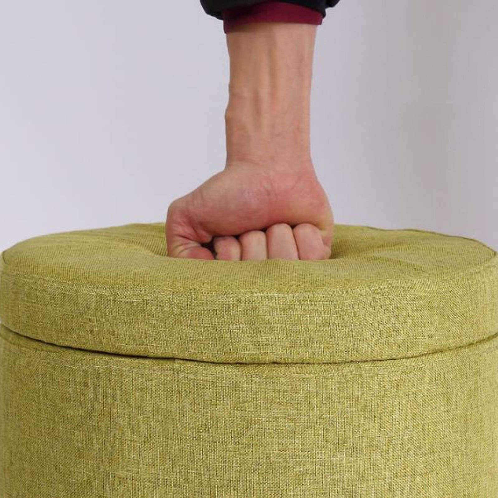 Poggiapiedi, Pouf in Lino, Contenitore Rotondo salvaspazio, poggiapiedi Adatto per Camera da Letto e soggiorno/giallo/32 * 32 * 32 cm