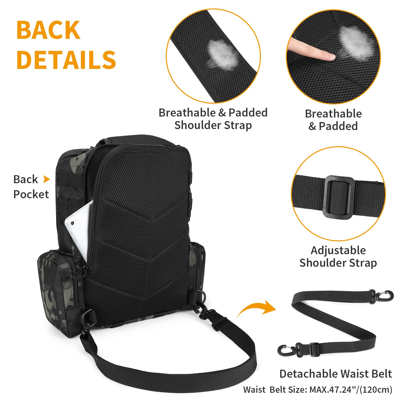 Mochila Cruzada Militar Grande ENJOHOS Bolsa Molle Hombro Sling Daypack para Ciclismo Senderismo