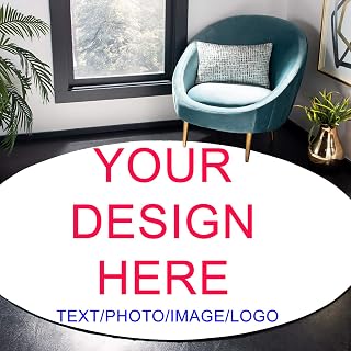 Custom Round Rug with Logo, Personalized Rugs and Mats Pictures for Home Decorative, Customized Area Rug Carpet Bedroom Full Color Print