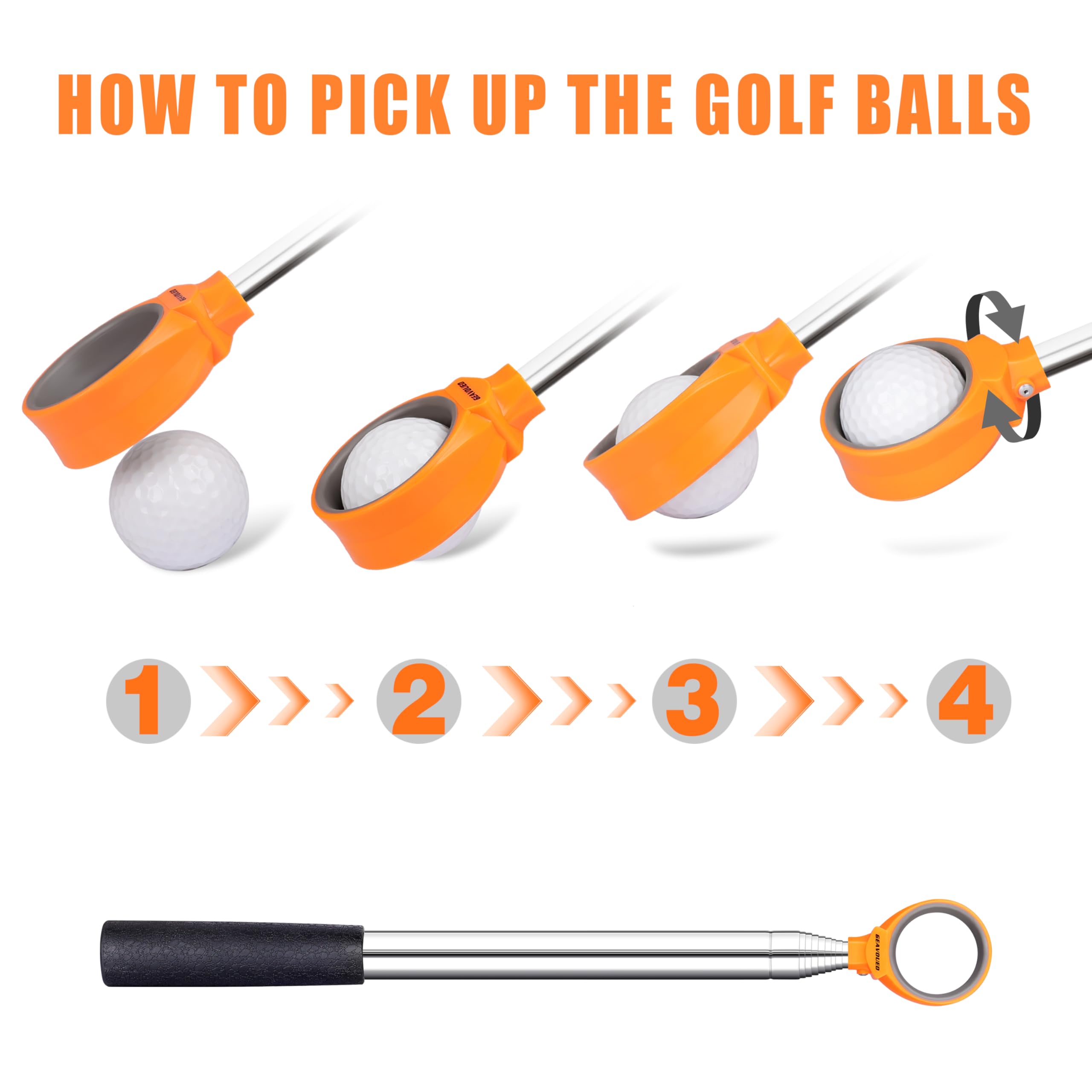 Pro 12ft teleskopowa pętla golfowa regenerator piłek golfowych 12ft 16,3ft 20ft gruby wałek ze stali nierdzewnej z gumowym uchwytem narzędzie do odzyskiwania
