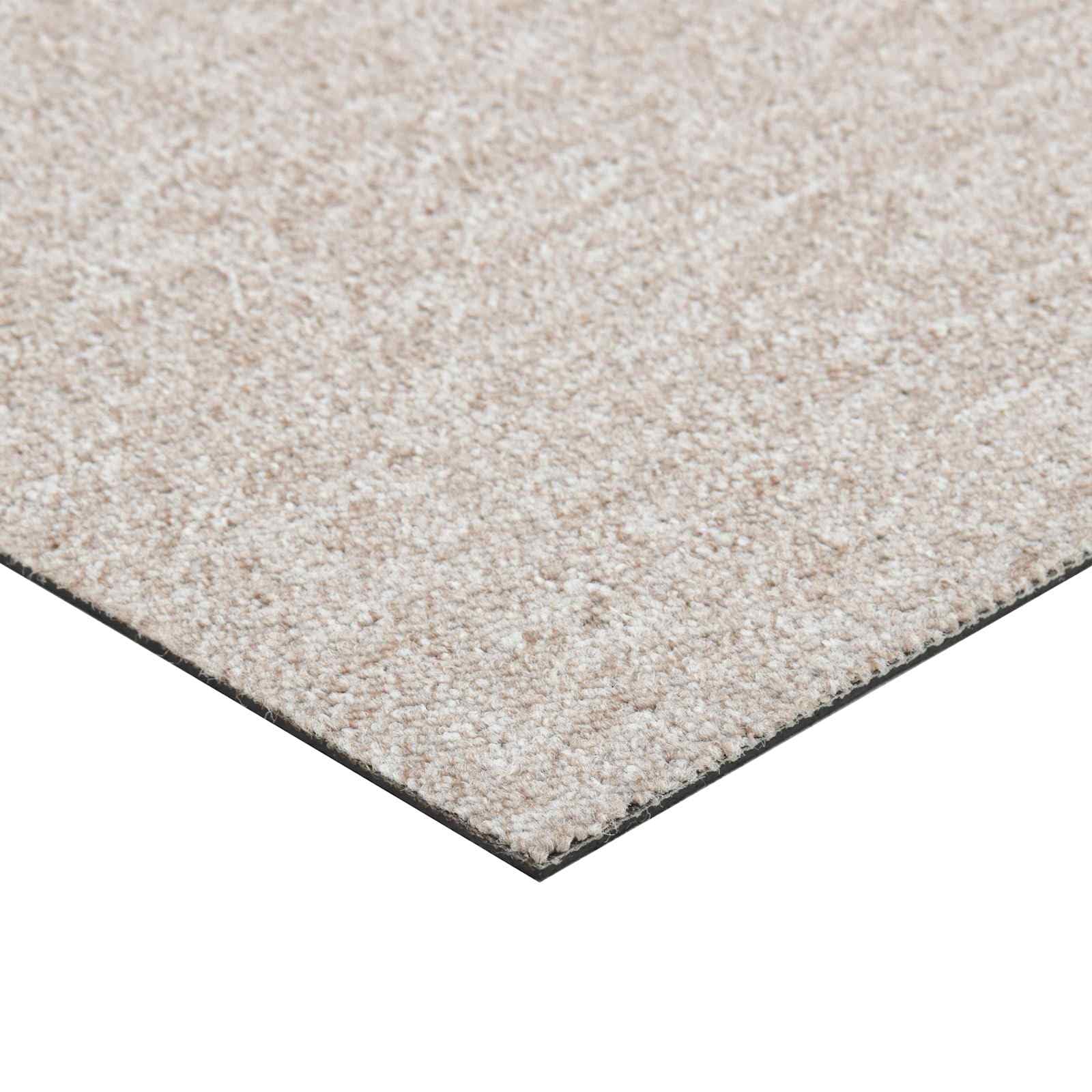 Lot de 20 dalles de moquette, beige clair, 50 x 50 cm, revêtement de sol en polypropylène, panneaux modulaires pour salon, bureau et couloir, surface totale de 5 m², design facile d'entretien