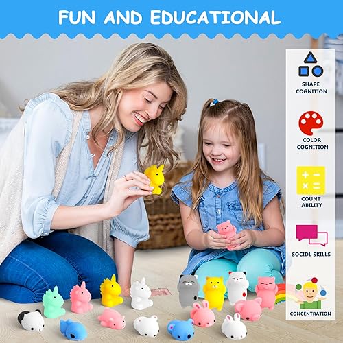 Miniatura 6 de POKONBOY - 30 piezas de juguetes blandos Mochi Mini Kawaii juguetes que se aprietan para aliviar el estrés para colocar en la cesta de Pascua para
