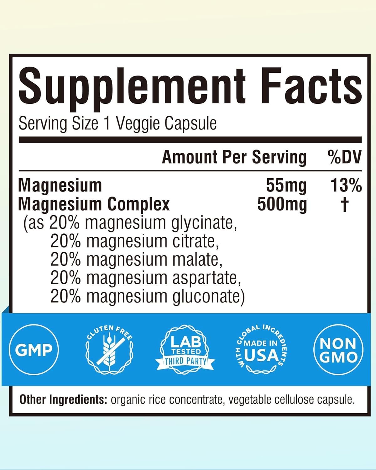 Terranics 5-in-1 Magnesium Complex Supplement 500mg - 5 Forms High Absorption Magnesium Glycinate Citrate Malate Aspartate Gluconate for Sleep Heart Health - Non-GMO 240 Vegan Capsules - Image 2