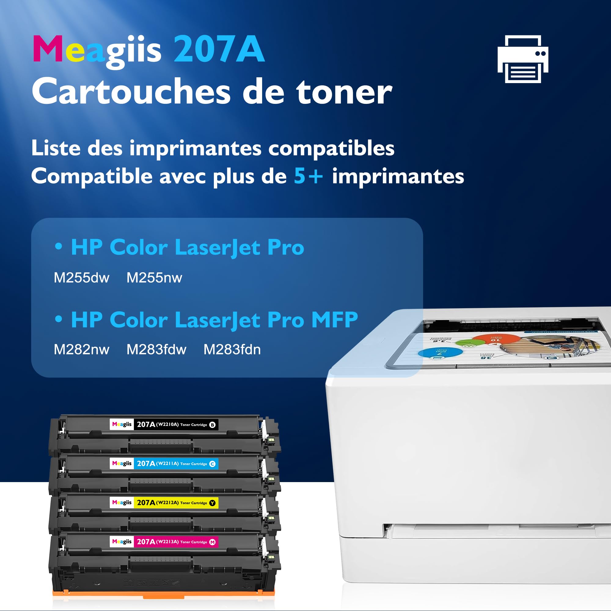 207A Toner Compatibles pour HP 207A 207X (avec Puce, Lot de 4)