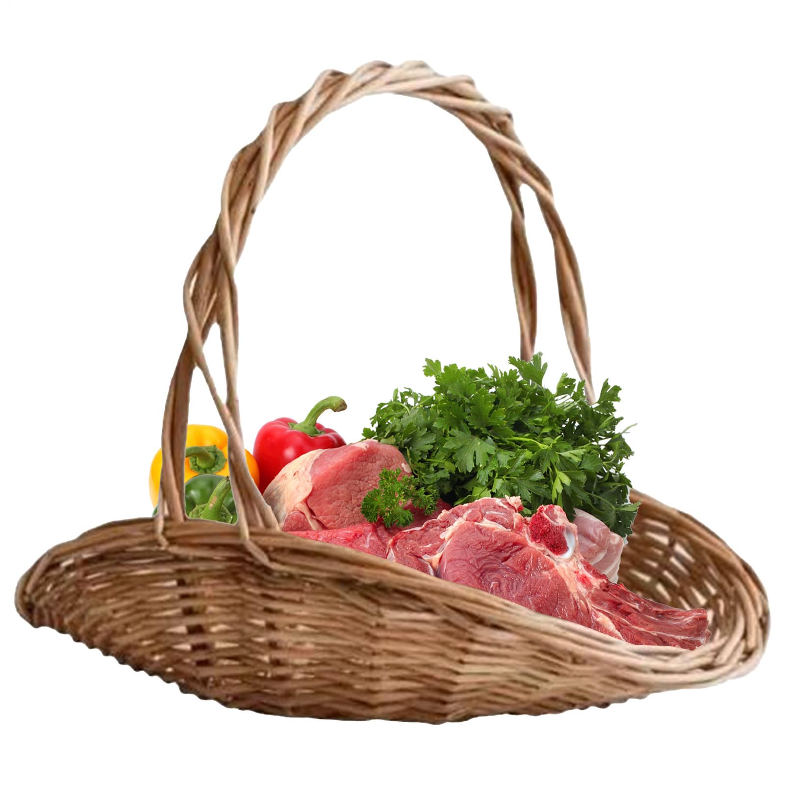 Cesti per Verdure da Cucina Cesto in Intrecciato con Manico | Cucina Portaoggetti Grande, Decorazioni per la Casa per Picnic Feste e Matrimoni