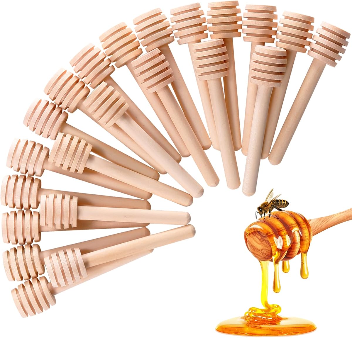 25 Pcs Honey Sticks Dipper, 3 inch Mini Wooden Honeycomb Stick | Small Honey Spoons Stirrer Stick for Honey Jar Dispense Drizzle Honey and Wedding Party Favors Gift
