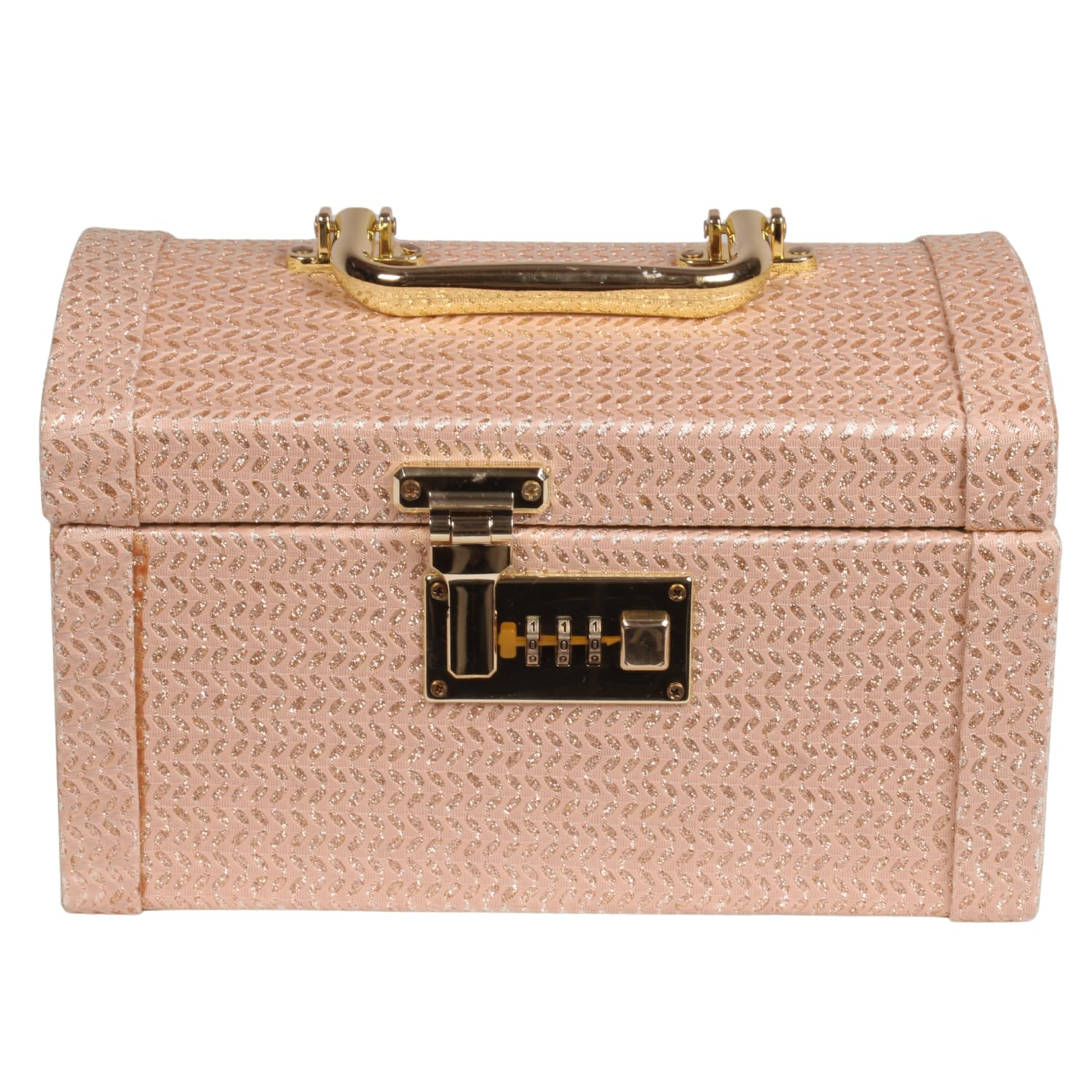 N A PURSE Lockable Jewelry Box with Combination Lock and Handle, Portable Cosmetic Organizer Case for Jewelry, Makeup, and Valuables (rose gold)-image-8