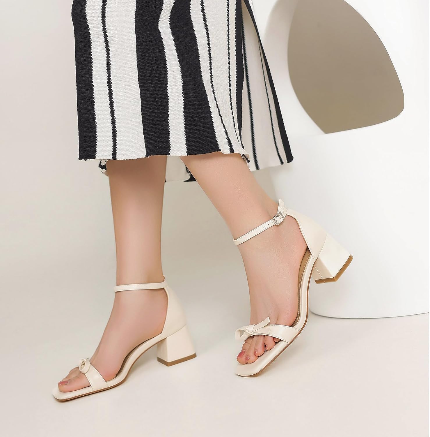 Women's Heeled Sandals Strappy Low Block Heels Chunky for Women Comfortable Ankle Strap Open Toe Party Wedding Dress Shoes for Women Dressy - Image 3